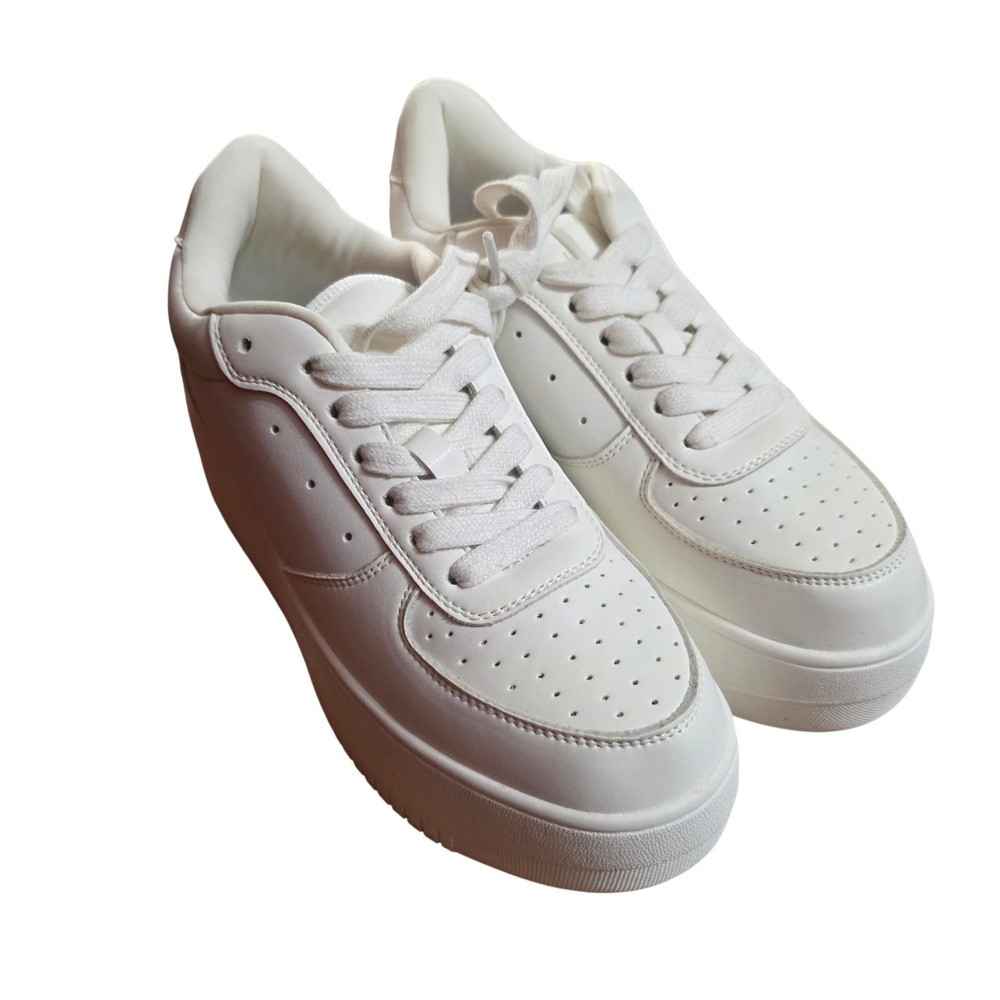 Steve Madden Womens Rocket White Platform Sneakers Low Top Trainers ROCK08S1 7.5